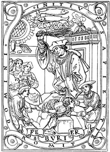 Schuljunge, dem Wissen mit der Rute eingebläut wird, 1526