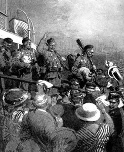 Schottische Highlander der British Expeditionary Force in Boulogne, Frankreich, Erster Weltkrieg, 1914 von Unbekannt