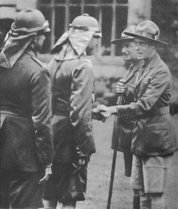 Pfadfinder vom Prinzen von Wales beim Jamboree im Arrowe Park, Birkenhead, 1929 begrüßt von Unbekannt