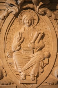 Skulptur von Christus in der Basilika von Soulac, Soulac, Frankreich