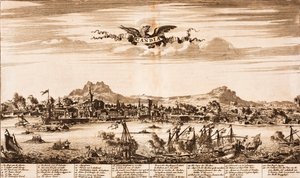 Seeschlacht während der Belagerung von Candia, aus: Schauplatz des Krieges, 1675 von Unbekannt