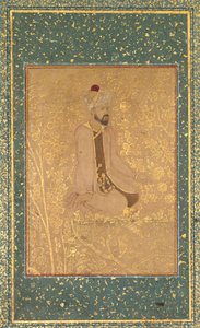 Sitzender Gelehrter, Randfragment aus dem Teheran-Berlin-Album, um 1605-1610 von Unbekannt