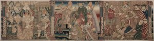 Abschnitt eines bestickten Frieses: Ahasverus und Esther, Der Papst tadelt den Kaiser, 1625-1649 von Unbekannt