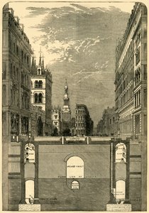 Abschnitt des Holborn Viadukts, zeigt die U-Bahnen, um 1876 von Unbekannt