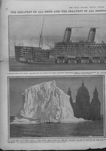 Schnittdiagramm der Titanic und Eisberg, 20. April 1912 von Unbekannt