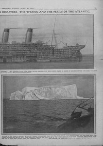 Schnittdiagramm der Titanic und Eisberg, 20. April 1912 von Unbekannt