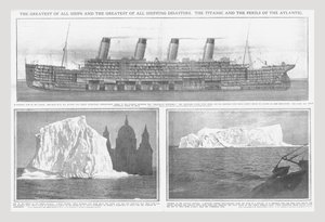 Schnittdiagramm der Titanic und Eisberge, 20. April 1912 von Unbekannt