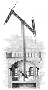 Schnittansicht eines Telegrafenturms für Claude Chappes Semaphor, 1792, um 1870