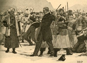 Festnahme von Sir William Macnaghten durch Akbar Khan, Afghanistan, 1841 ca. 1890 von Unbekannt