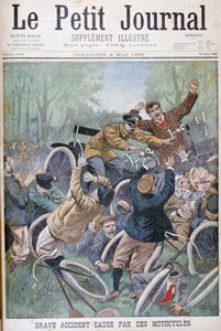 Schwerer Unfall verursacht durch Fahrräder, Paris, 1900