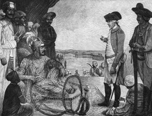 Shah Alam II., Mogulkaiser von Indien, inspiziert die Truppen der Ostindien-Kompanie