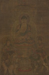 Shakyamuni-Trias: Buddha begleitet von Manjushri und Samantabhadra, ca. 900 von Unbekannt