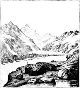 Unterkunft gebaut vom Glaziologen Louis Agassiz, Aar-Gletscher, Schweiz, 1842 von Unbekannt