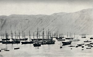 Schiff wartet auf Ladungen von Salpeter in Iquique, 1911