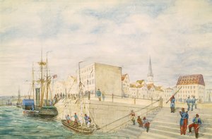 Schiffe in einem Hafen, Teil des London-Hongkong-Panoramas von Unbekannt