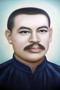 Laden, der religiöse christliche Artikel verkauft. Pater Francois Xavier Truong Buu Diep. Porträt. Ho Chi Minh Stadt. Vietnam von Unbekannt