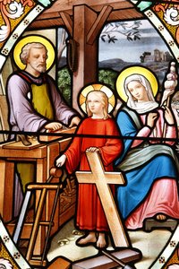 Schrein Unserer Lieben Frau von La Salette Buntglasfenster Jesus in der Werkstatt seines Vaters, La Salette, Frankreich von Unbekannt