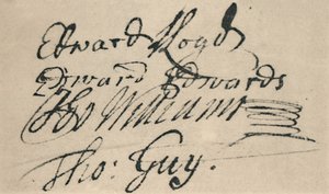 Unterschrift von Edward Lloyd, 1692 von Unbekannt