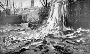 Untergang des Handelsschiffs Stamboul, Hafen von Istanbul, 25. Mai 1915 von Unbekannt