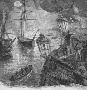 Sir Richard Strachan hielt mehrere Stunden lang ein gewaltiges Kanonade, 1902 von Unbekannt