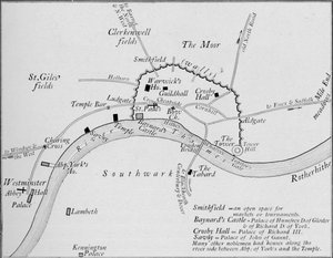 Skizzenkarte von London im 15. Jahrhundert, 1906 von Unbekannt