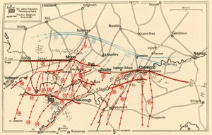 Skizze der Hauptoperationen bei Mons und Charleroi, um 1914 von Unbekannt