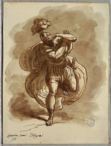 Skizzenbuch-Folio, Blinder Soldat, Detail aus der Bekehrung des heiligen Paulus, Studie nach Agostino Carracci von Unbekannt