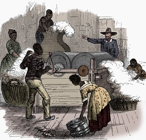 Sklavenarbeit auf einer Baumwollplantage in den Südstaaten Amerikas, 1860 von Unbekannt