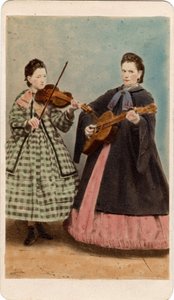 Kleines Metier: Porträt von Musikern mit Gitarre und Geige, Venedig. 19. Jahrhundert Druck auf Karton Maße 10,5x6 cm von Unbekannt