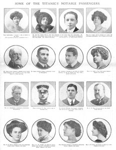 Einige der bemerkenswerten Passagiere der Titanic, 20. April 1912 von Unbekannt