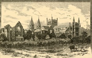 Southwell Minster und Ruinen des Palastes, 1898 von Unbekannt