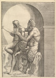 Speculum Romanae Magnificentiae: Pan lehrt den jungen Olympus, Flöte zu spielen von Unbekannt