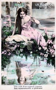 Frühling, Vintage französische Postkarte, um 1900 von Unbekannt