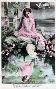Frühling, französische Vintage-Postkarte, ca. 1900 von Unbekannt