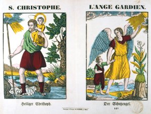 St. Christophorus und ein Schutzengel, 19. Jahrhundert von Unbekannt