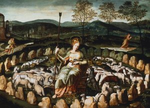 St. Genevieve hütet ihre Schafe, 16. Jahrhundert von Unbekannt