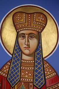 Heilige Helena Fresko in der orthodoxen Kirche von Pedoulas, Zypern, 20150510, Pedoulas, Zypern von Unbekannt