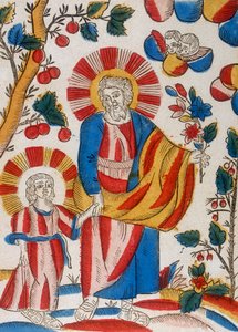 St. Joseph und Jesus, sein Sohn, Hand in Hand gehend, 18. Jahrhundert von Unbekannt