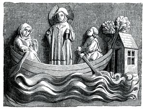 St. Julian und St. Basilissa, seine Frau, transportieren Christus in ihrem Boot, 13. Jahrhundert, 1870