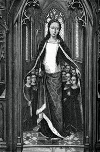 St. Ursula und die heiligen Jungfrauen, aus dem Reliquiar der St. Ursula, 1489, 1870