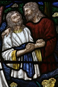 Buntglas: Johannes tauft Jesus, Jerusalem, Israel
