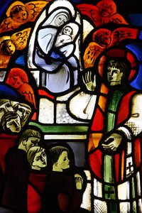 Glasfenster, das Don Bosco in der Kirche Notre-Dame-de-la-Trinité darstellt, Blois, Frankreich von Unbekannt
