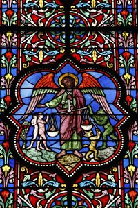 Buntglasfenster in der Kathedrale Notre Dame de Bayeux, Bayeux, Frankreich von Unbekannt