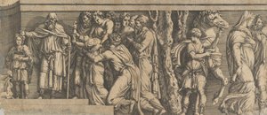 Statue von Niobe und ihren Verehrern, mit Apollo und Diana und anderen Figuren, 1543-47