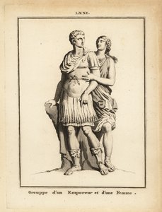 Statue eines römischen Kaisers und einer Frau