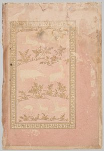 Schablonierte Szenen von Löwe und Gazelle, um 1710