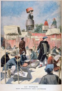 Studenten bei einer Schreibprüfung, Tonkin, Vietnam, 1895