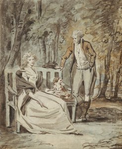 Studie für ein Porträt: Eine Dame und ein Herr in einem Park, ca. 1780 von Unbekannt