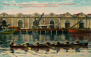 Zuckerlager Kanufahren, San Juan River, Matanzas, Kuba, um 1920er von Unbekannt