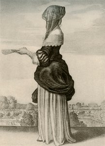 Sommer - Übliche Sommerkleidung einer englischen Dame, Regierungszeit von Charles I., ca. 1620-1640, 1937 von Unbekannt